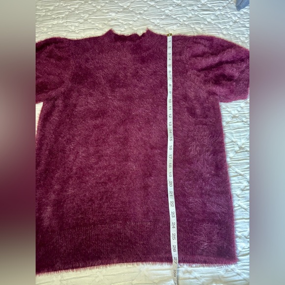CeCe WOMEN'S SHORT-SLEEVE MOCK-NECK EYELASH SWEATER IN WINE XL - Picture 9 of 9